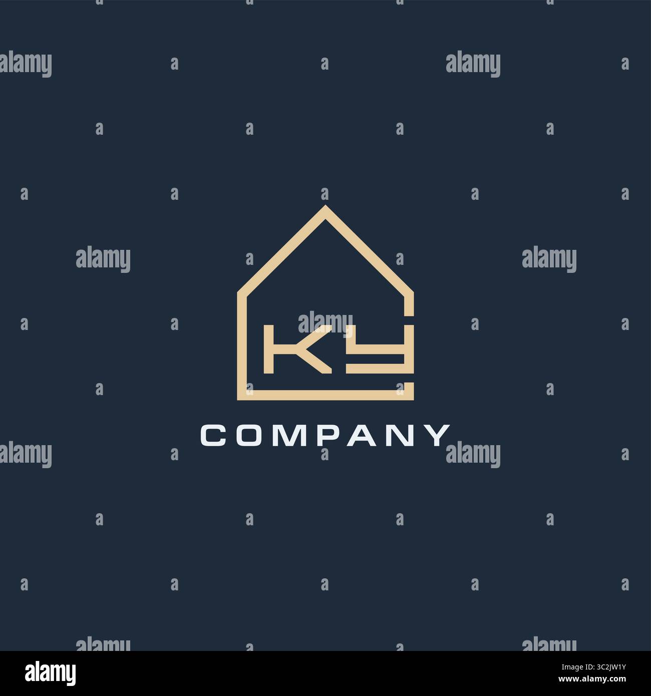 Initial letter KY real estate logo with simple roof style design ideas ...