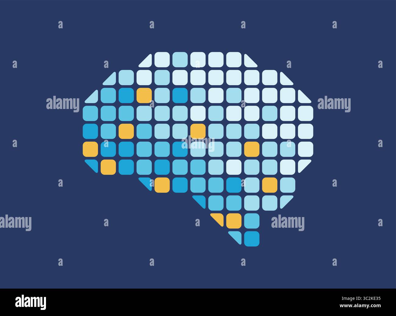 Colorful Squares Mosaics Brain Icon Stock Vector