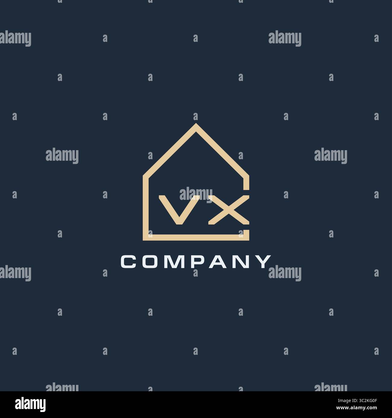 Initial letter VX real estate logo with simple roof style design ideas vector graphic vector graphic Stock Vector