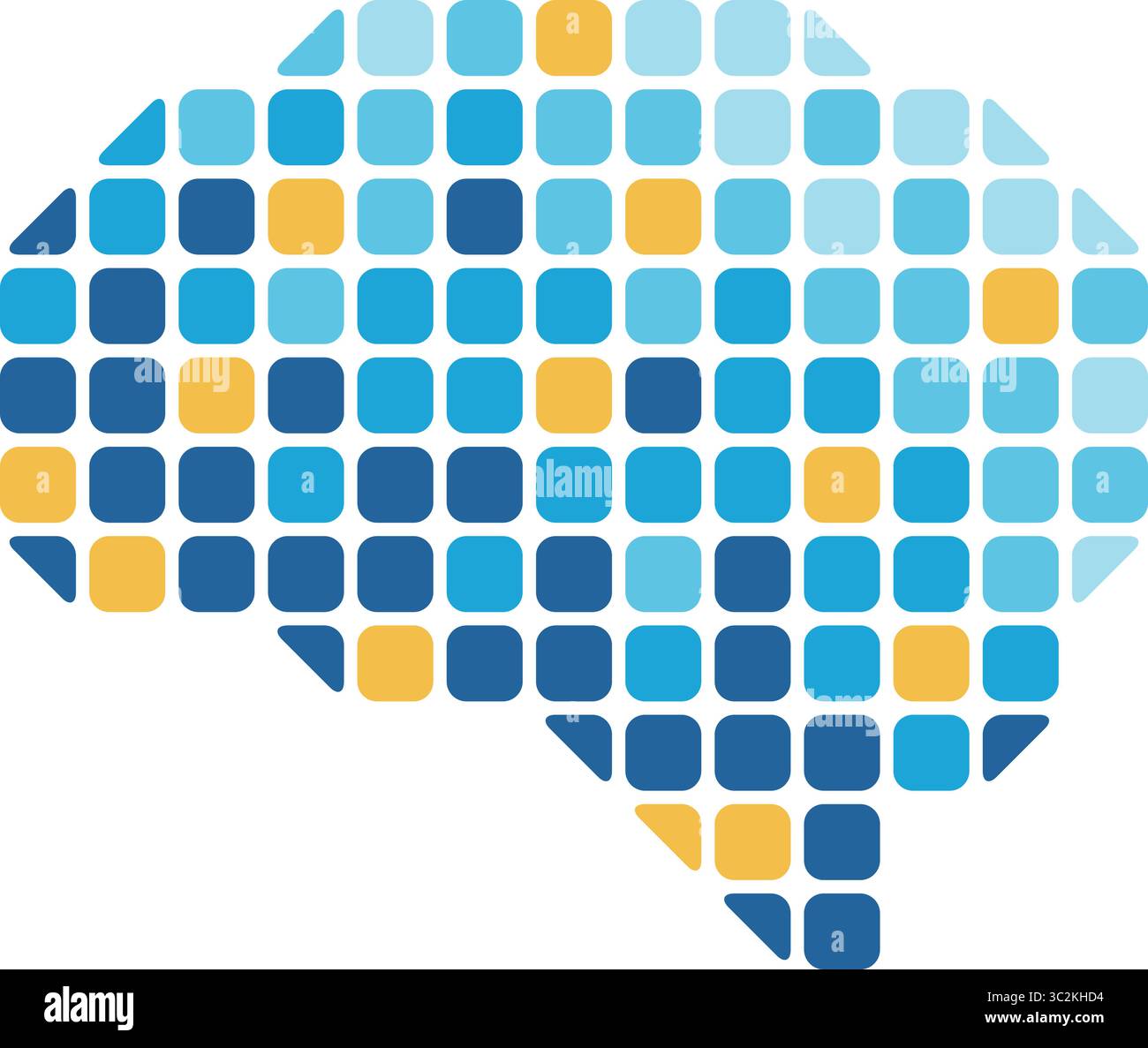 Colorful Squares Mosaics Brain Icon Stock Vector