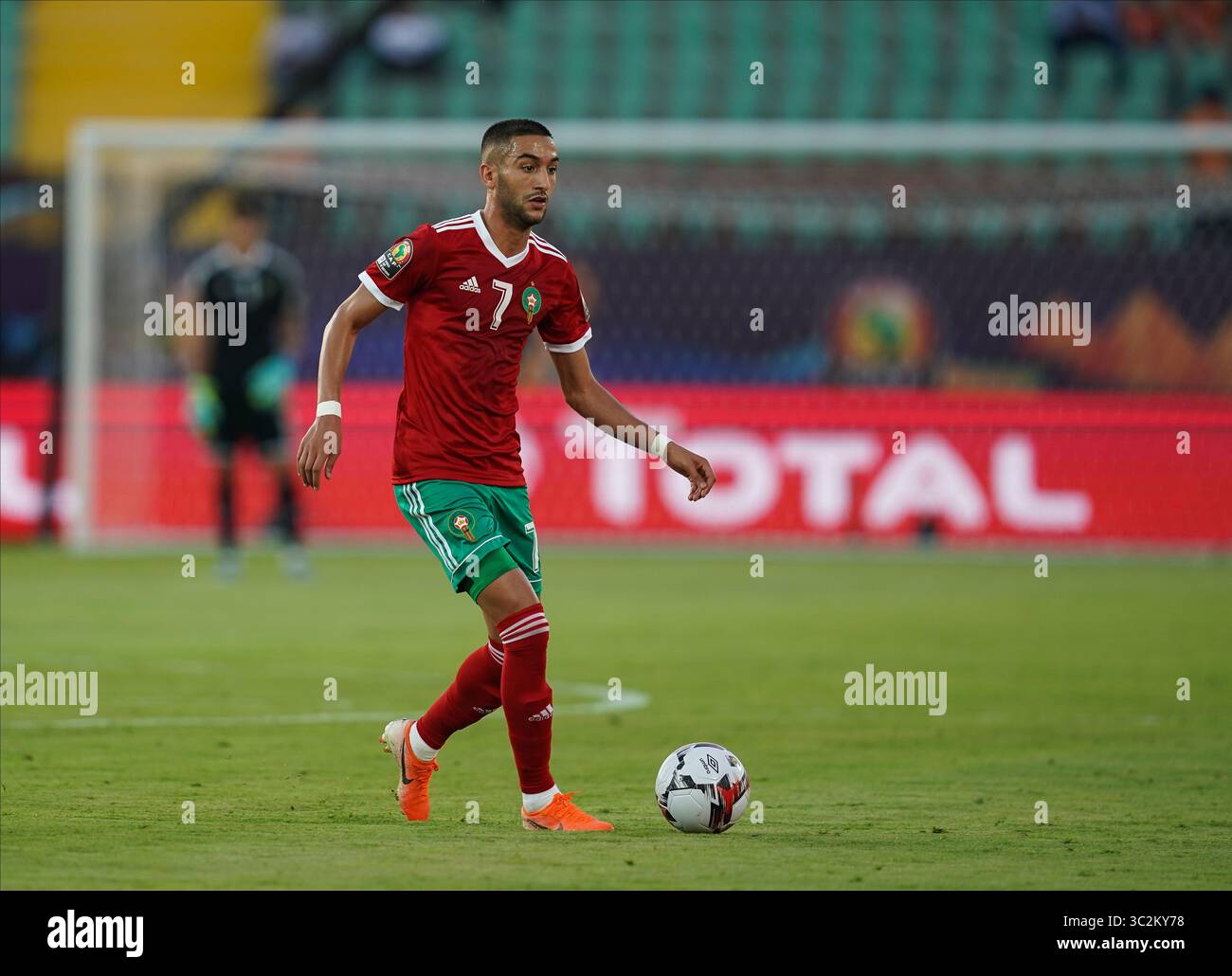 FRANCE OUT July 5, 2019: Hakim Ziyach of Morocco during the 2019 African Cup of Nations match between Marocco and Benin at the Al Salam Stadium in Cairo, Egypt. Ulrik Pedersen/CSM.(Credit Image: &copy; Ulrik Pedersen/CSM via ZUMA Wire) Stock Photo