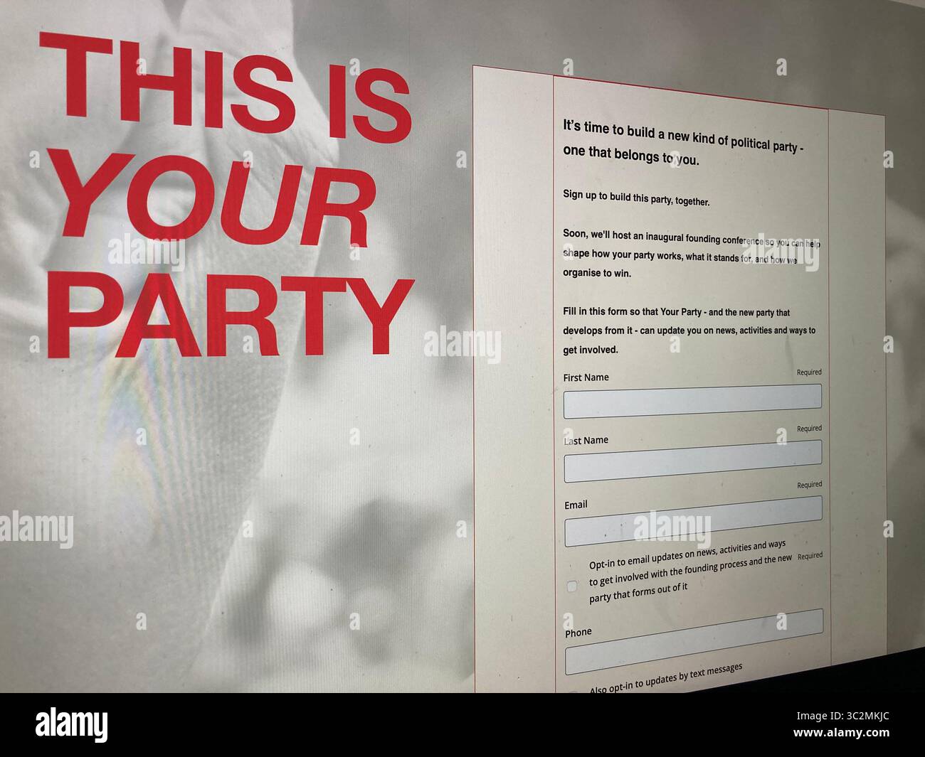 Website of new political party announced by former Labour Party leader, Jeremy Corbin and ex Labour MP, Zara Sultana. - Smartphone Captured Stock Image