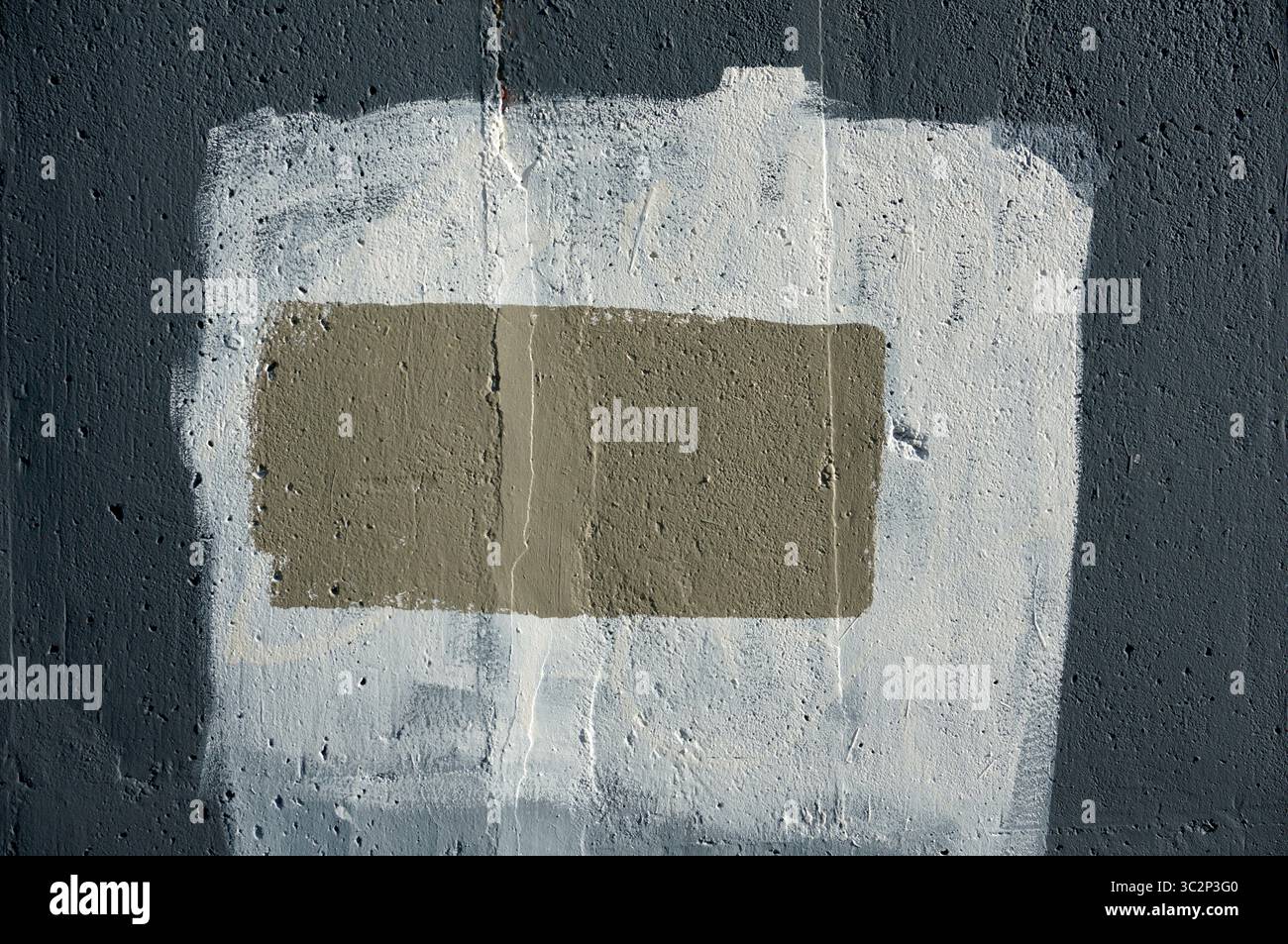 Brown, white, and blue painted wall abstract design, background Stock Photo