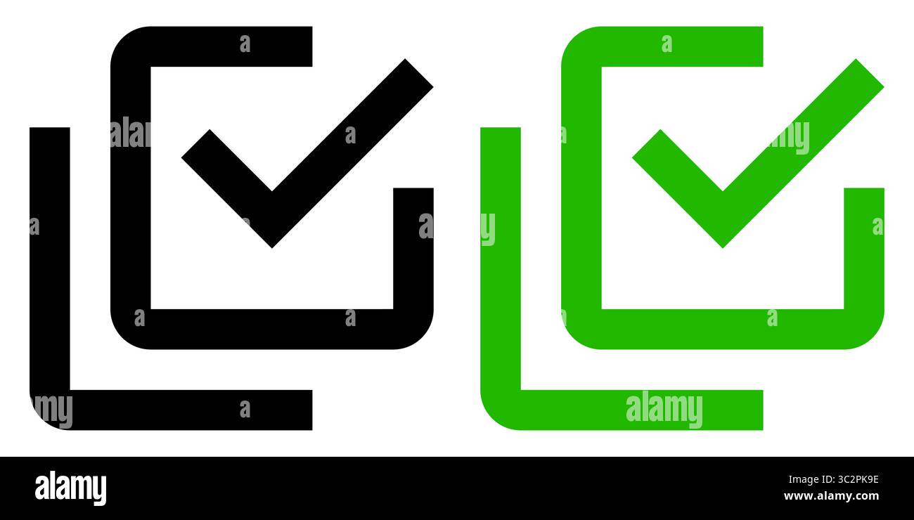 Black and green flat check mark icon on transparent background. Vector ...
