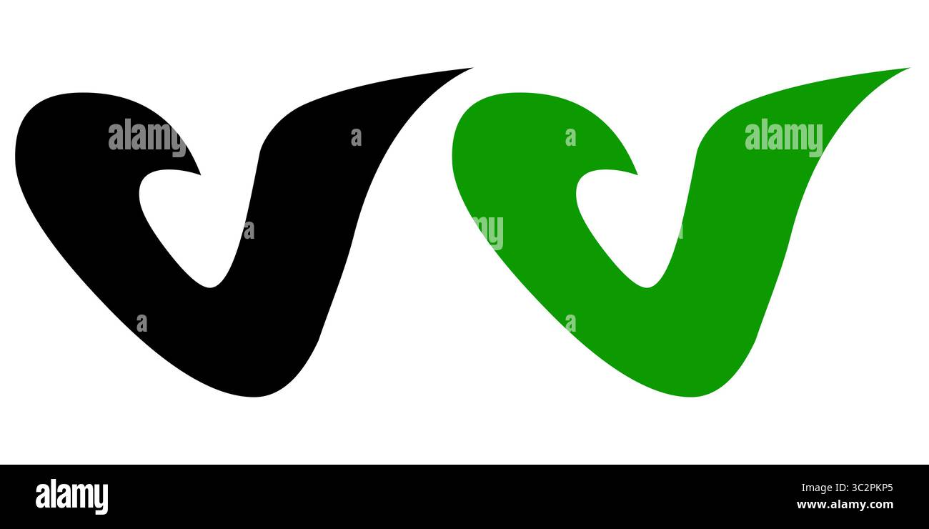 Black and green flat check mark icon on transparent background. Vector ...