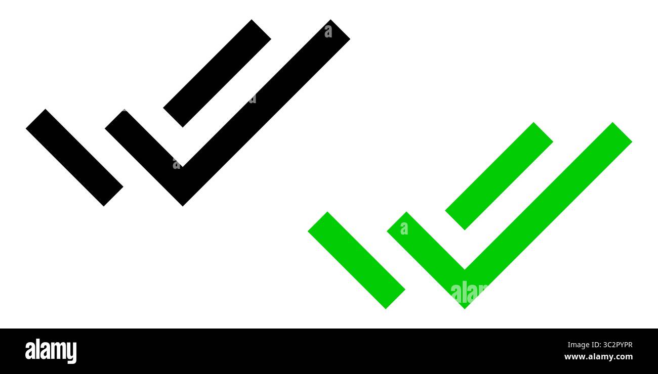 Black and green flat check mark icon on transparent background. Vector ...