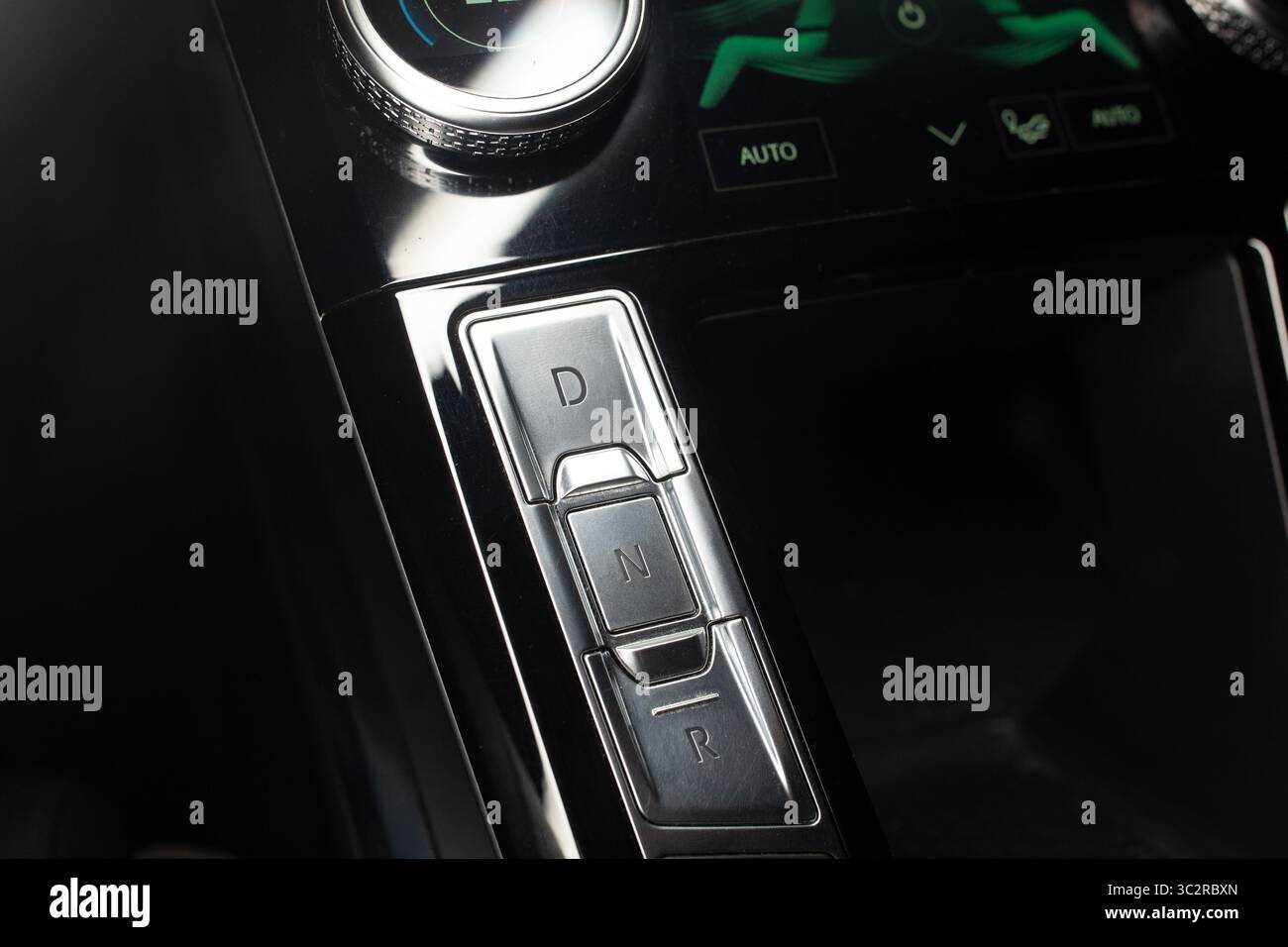Car gearbox shift handle stick in parking position Stock Photo