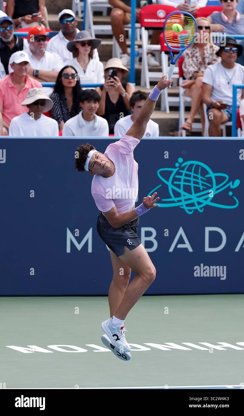 July 24, 2025 Ben Shelton serves to Gabriel Diallo during the 2025