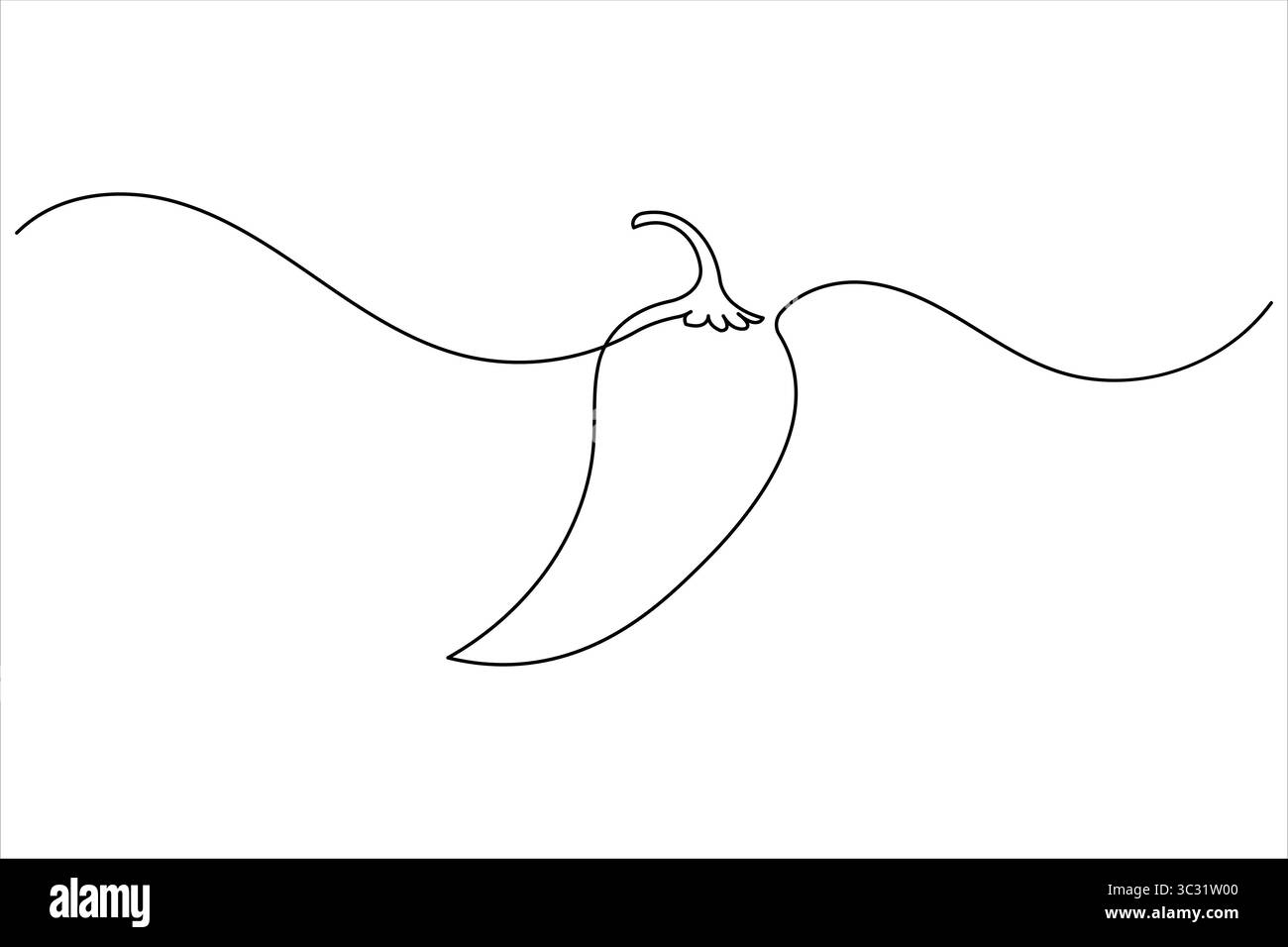 Chilli pepper icon in continuous one line minimalist design, isolated ...