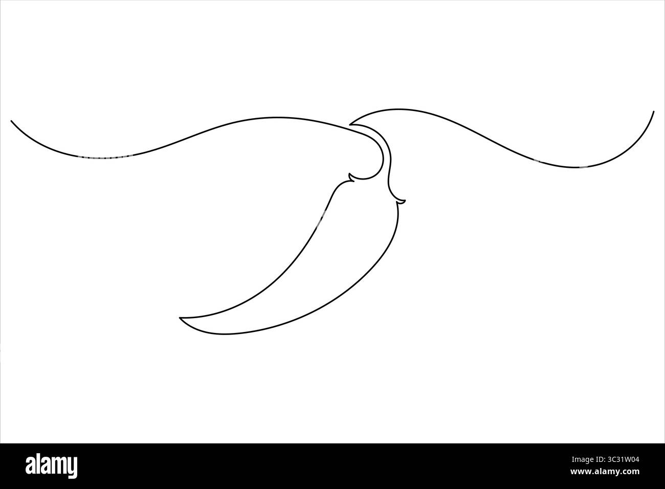 Chilli pepper icon in continuous one line minimalist design, isolated vector for modern food and cooking illustrations Stock Vector