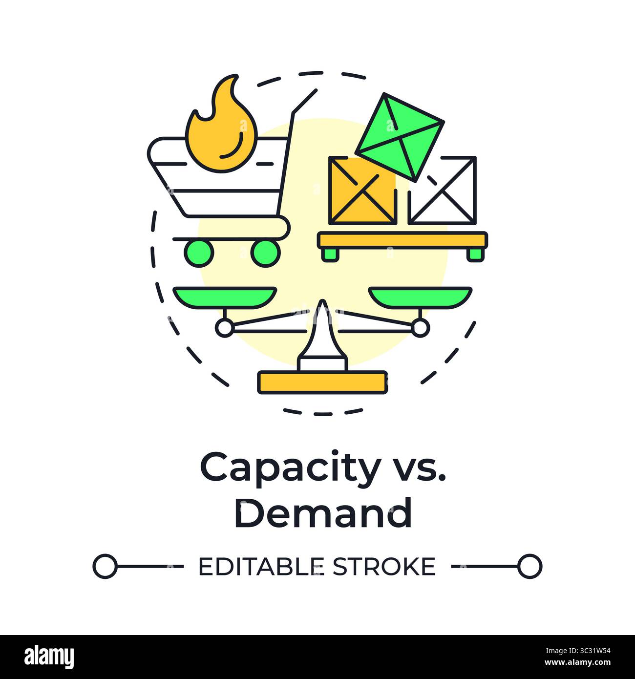 Capacity vs demand multi color concept icon Stock Vector