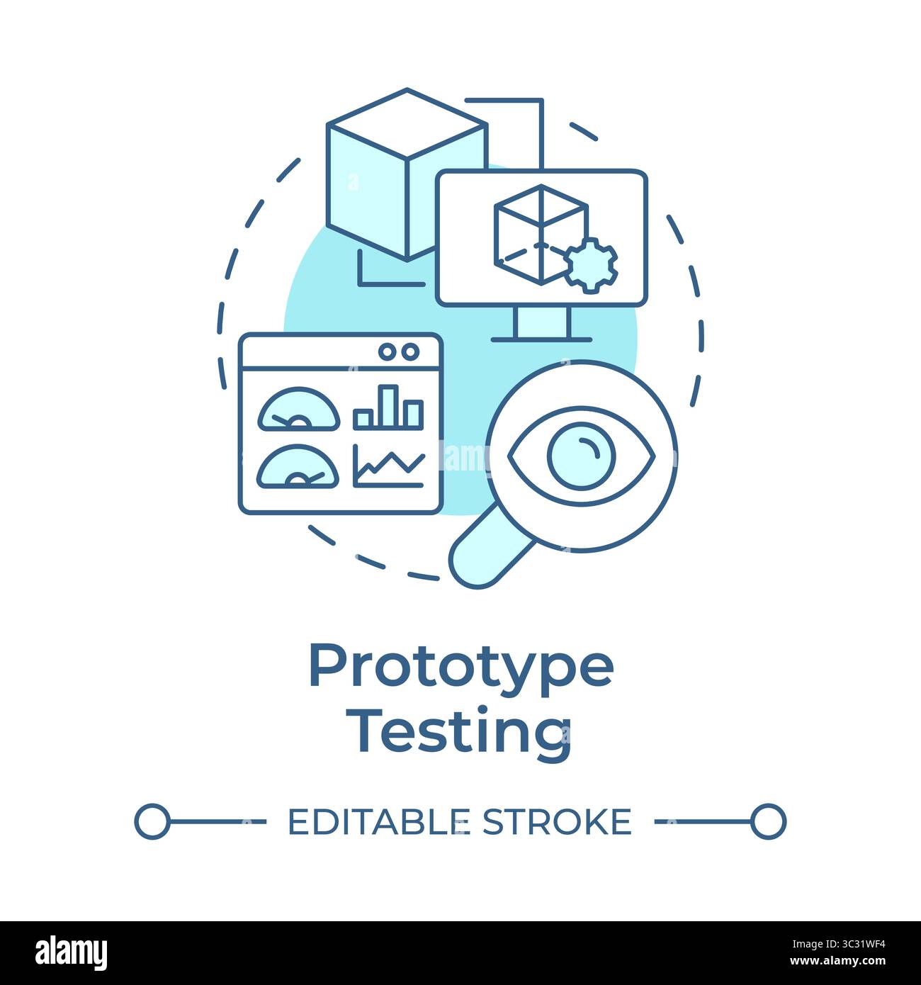 Prototype testing soft blue concept icon Stock Vector