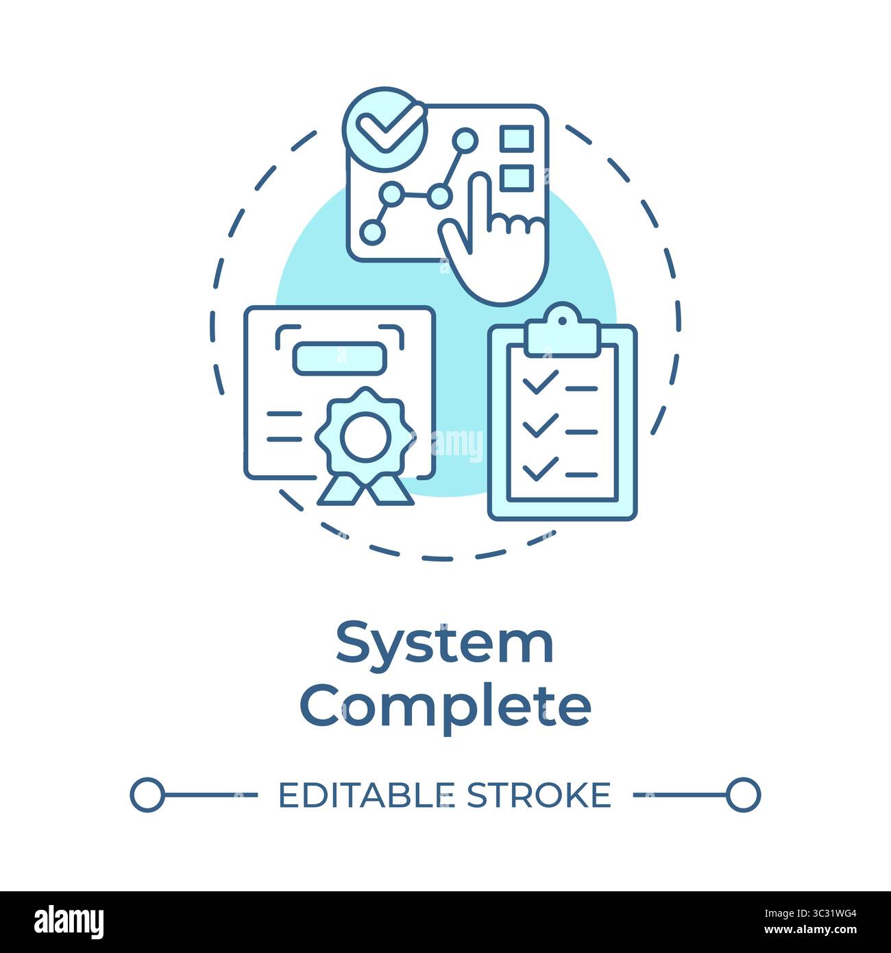 System complete soft blue concept icon Stock Vector