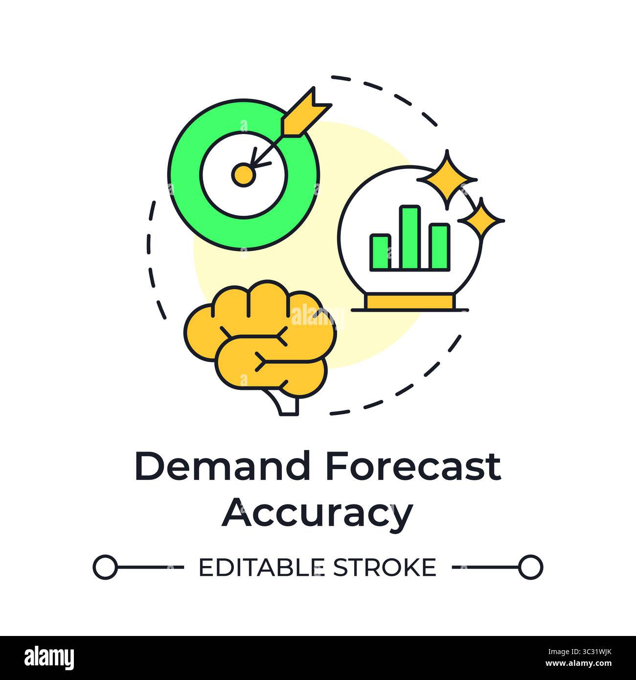 Demand forecast accuracy multi color concept icon Stock Vector