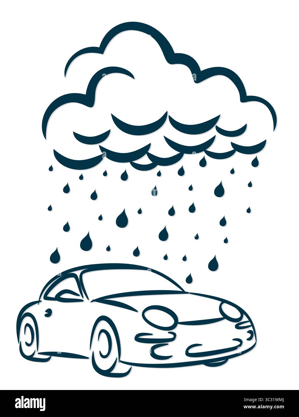 A logo car wash with rainy cloud. Stock Vector