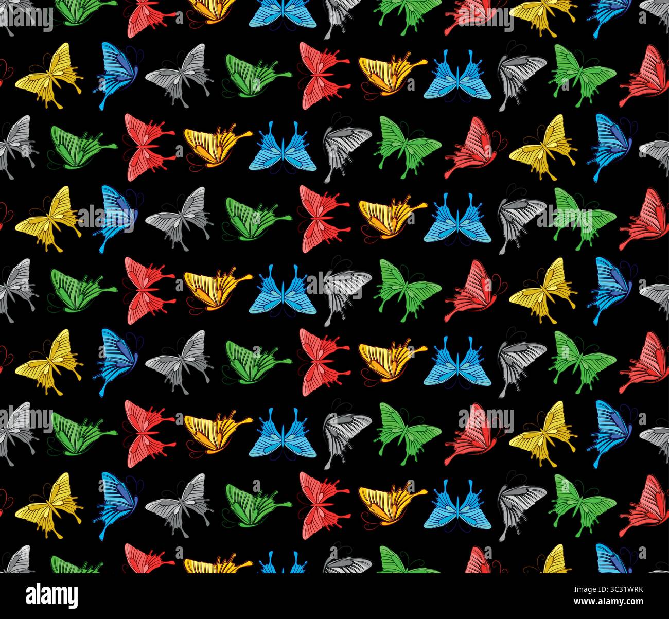 Seamless background with butterflies. Stock Vector