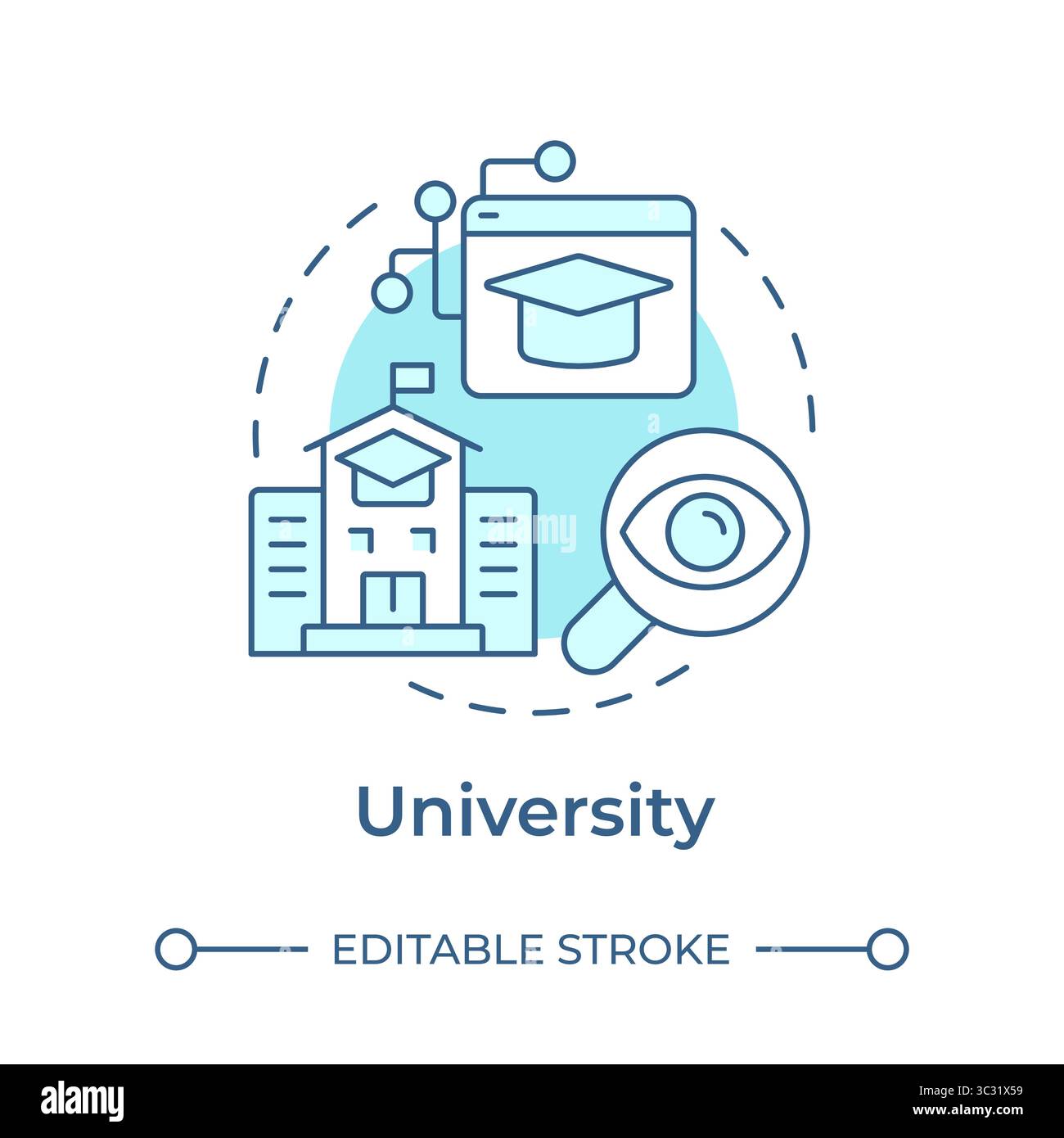 University soft blue concept icon Stock Vector