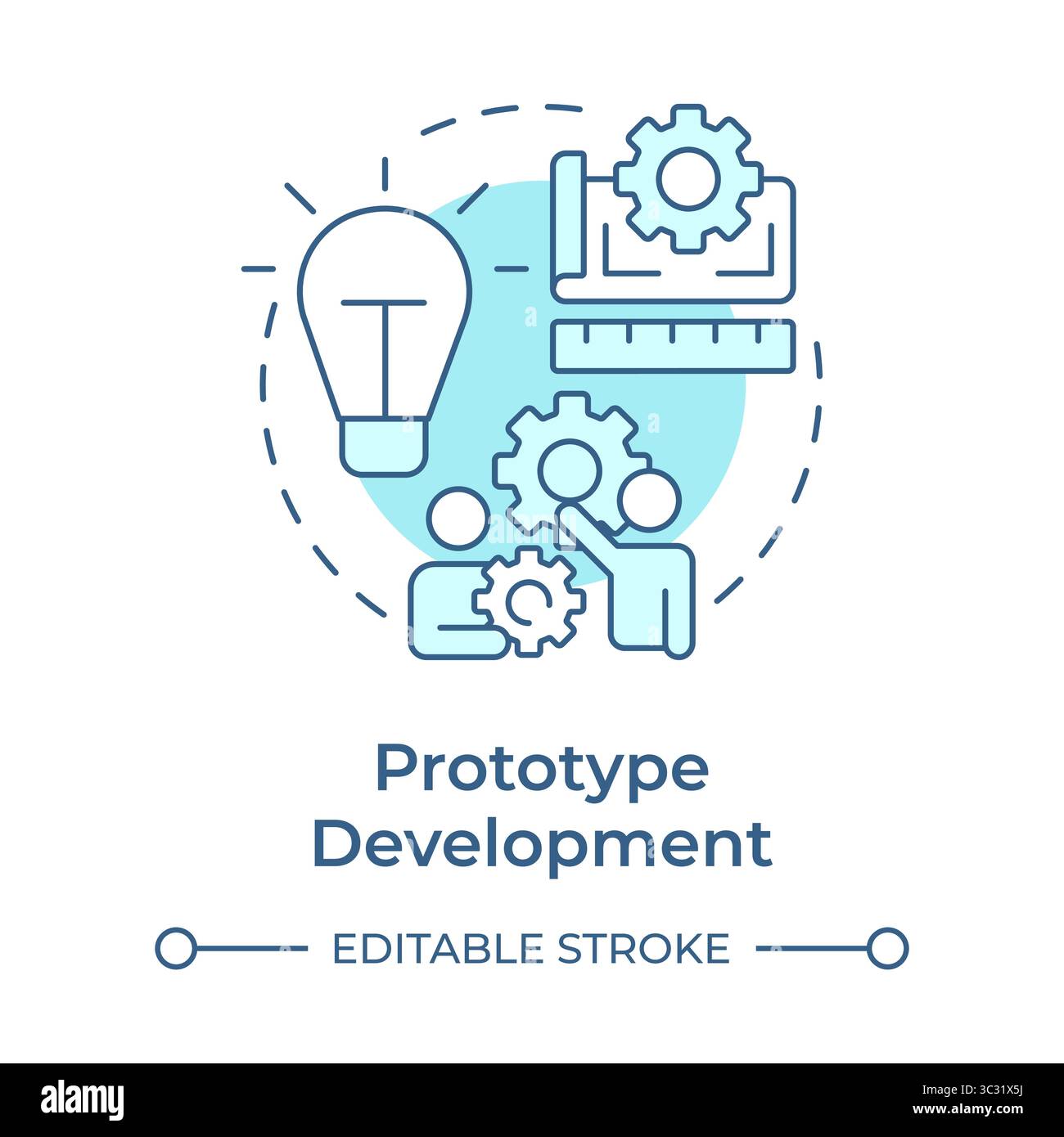 Prototype development soft blue concept icon Stock Vector