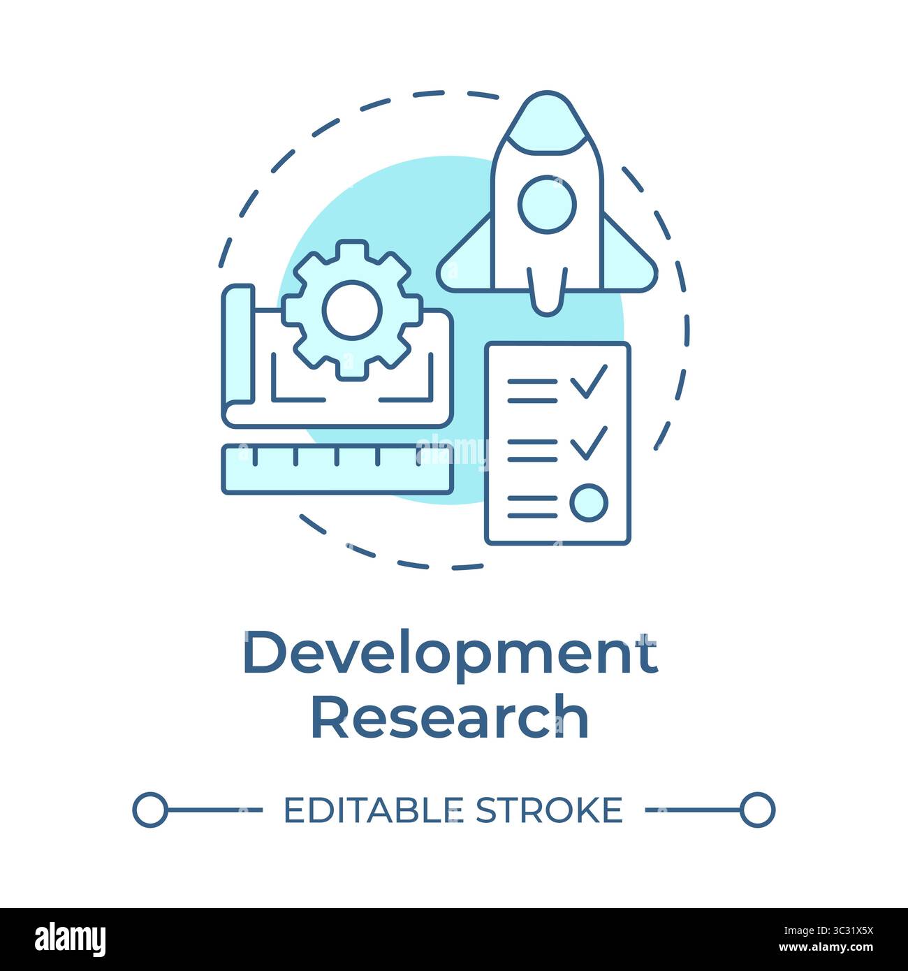 Development research soft blue concept icon Stock Vector
