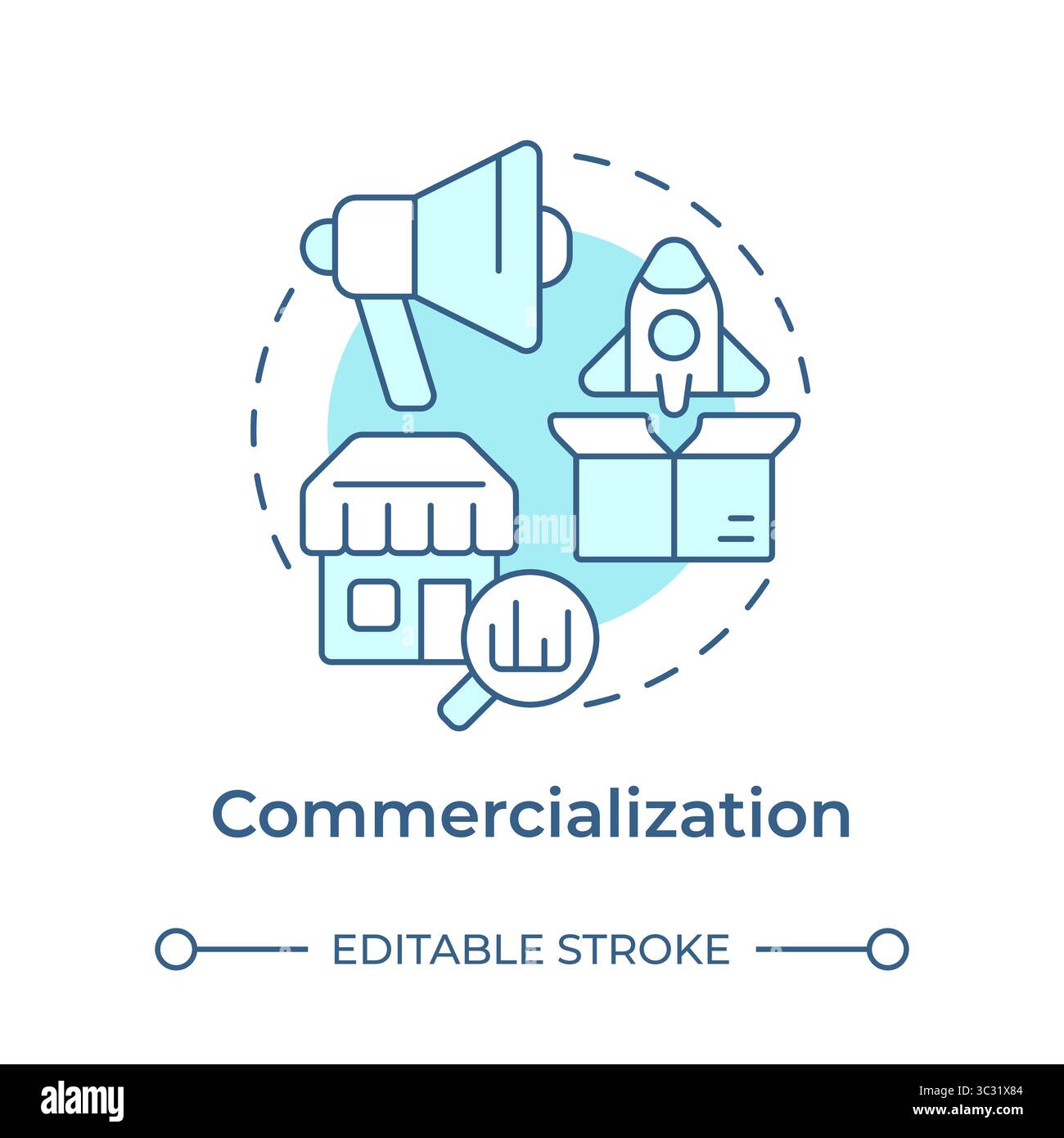 Commercialization soft blue concept icon Stock Vector