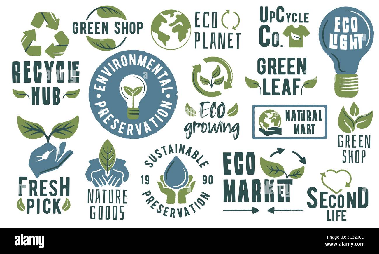 Eco Green Logo Set Stock Vector Image & Art - Alamy