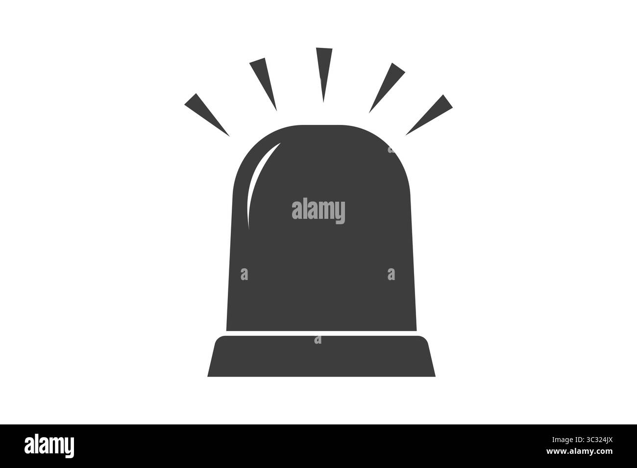 Siren emergency signal, flashing alarm. Silhouette icon lamp police ...