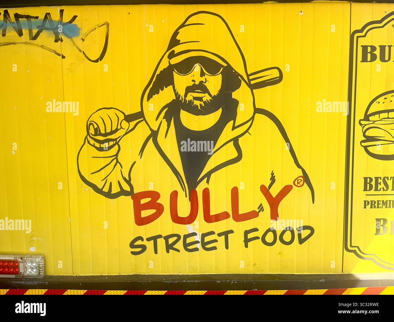 Bully street food truck selling burgers at the Levski football club stadium in Sofia Bulgaria, Eastern Europe, Balkans, EU - Smartphone Captured Stock Image