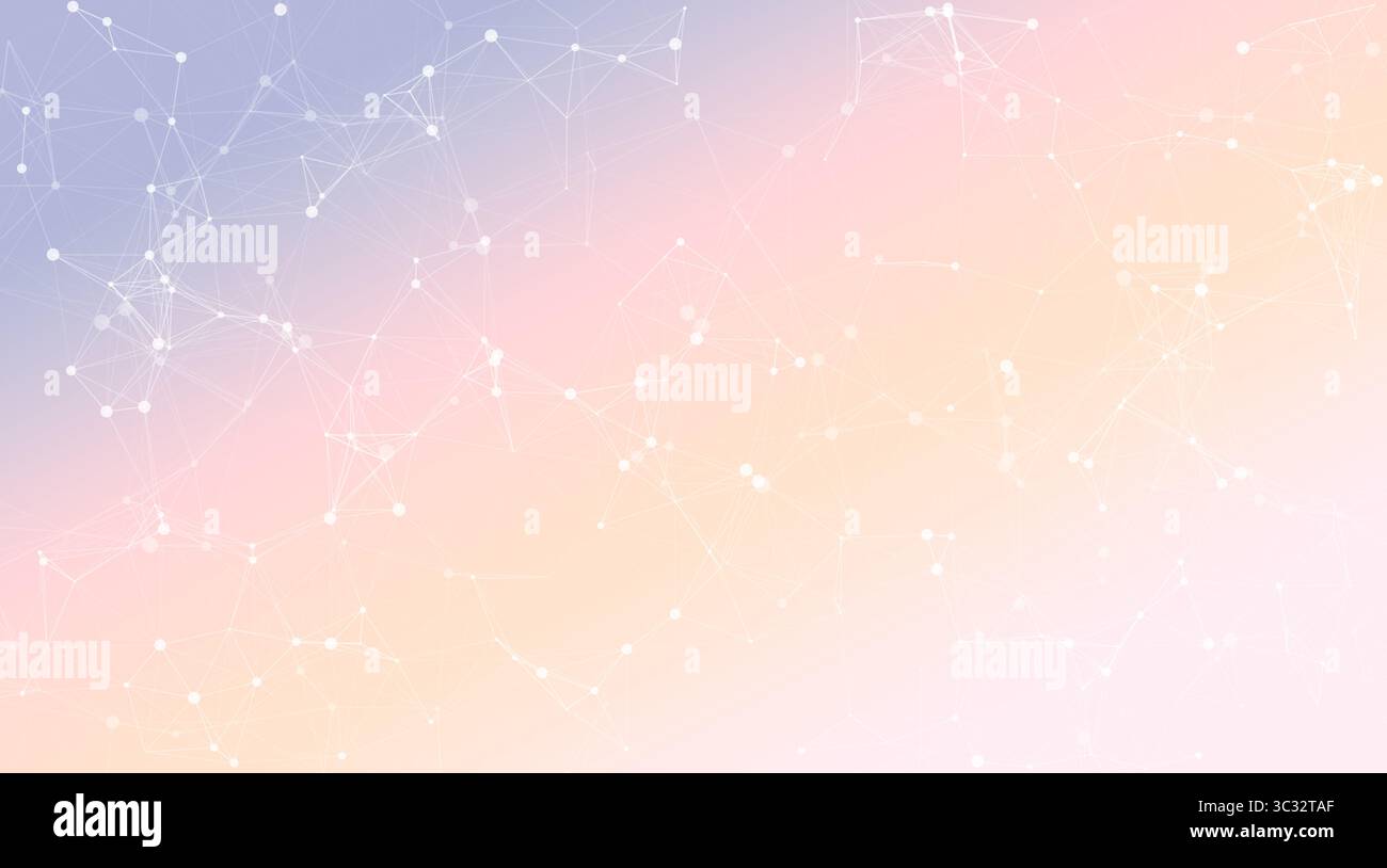 Abstract network of connected dots particles and lines forming a web-like structure. Modern, tech-inspired background ideal for presentations, science Stock Photo