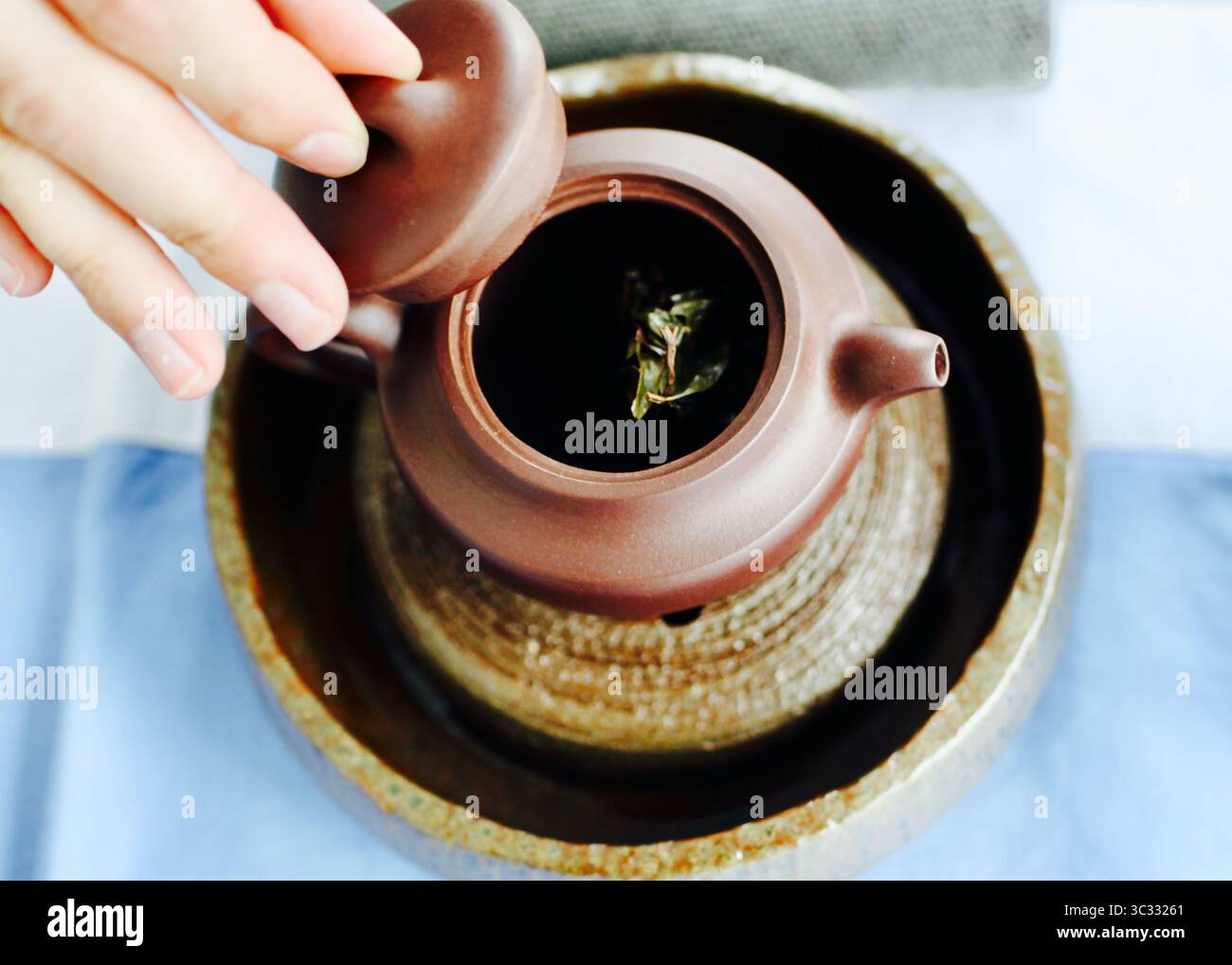 Preparing for a Chinese Tea Ceremony Stock Photo