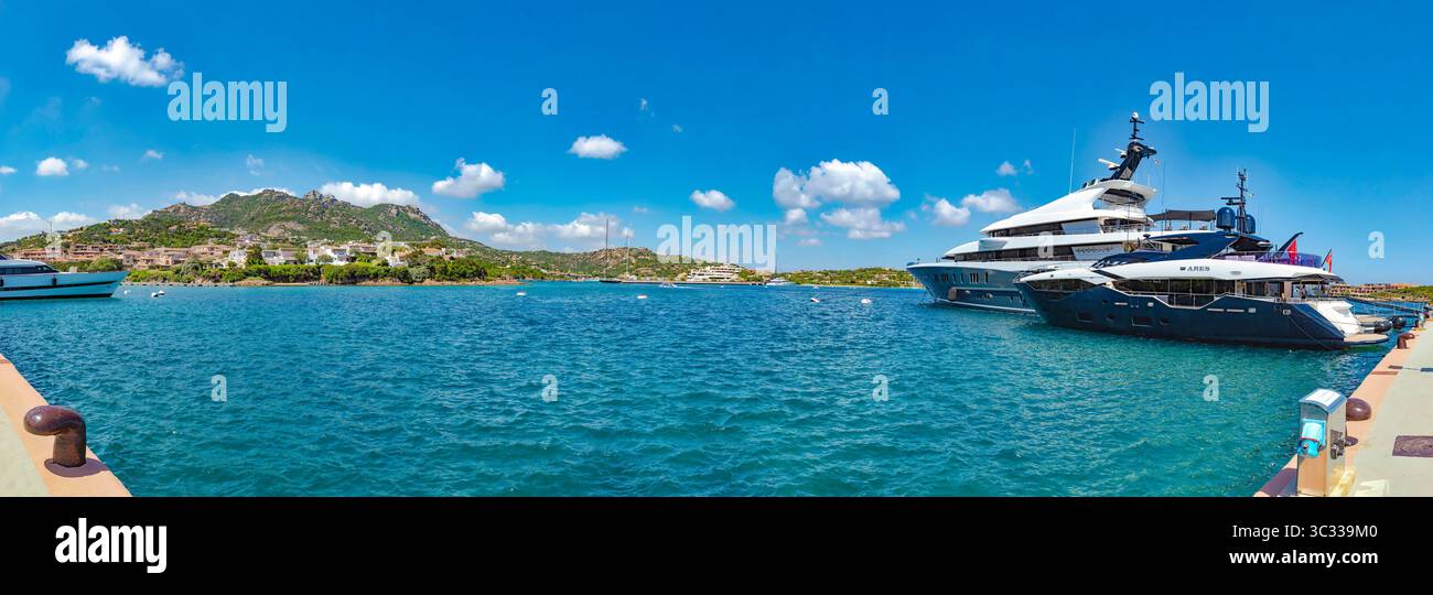 Extremely luxurious yachts in port Stock Photo