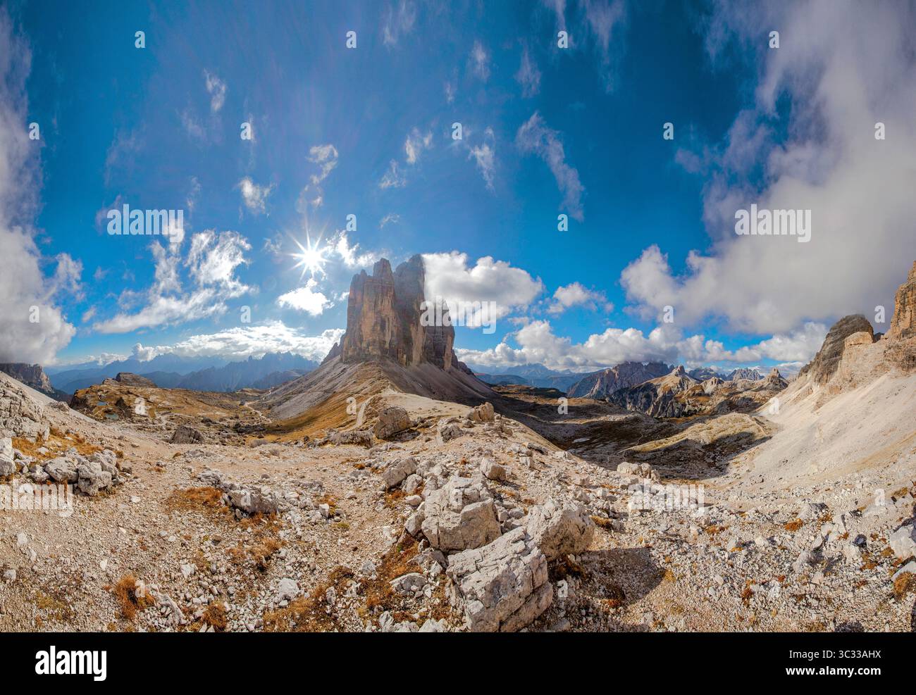 The Drei Zinnen, Tre Cimi di Laveredo Stock Photo