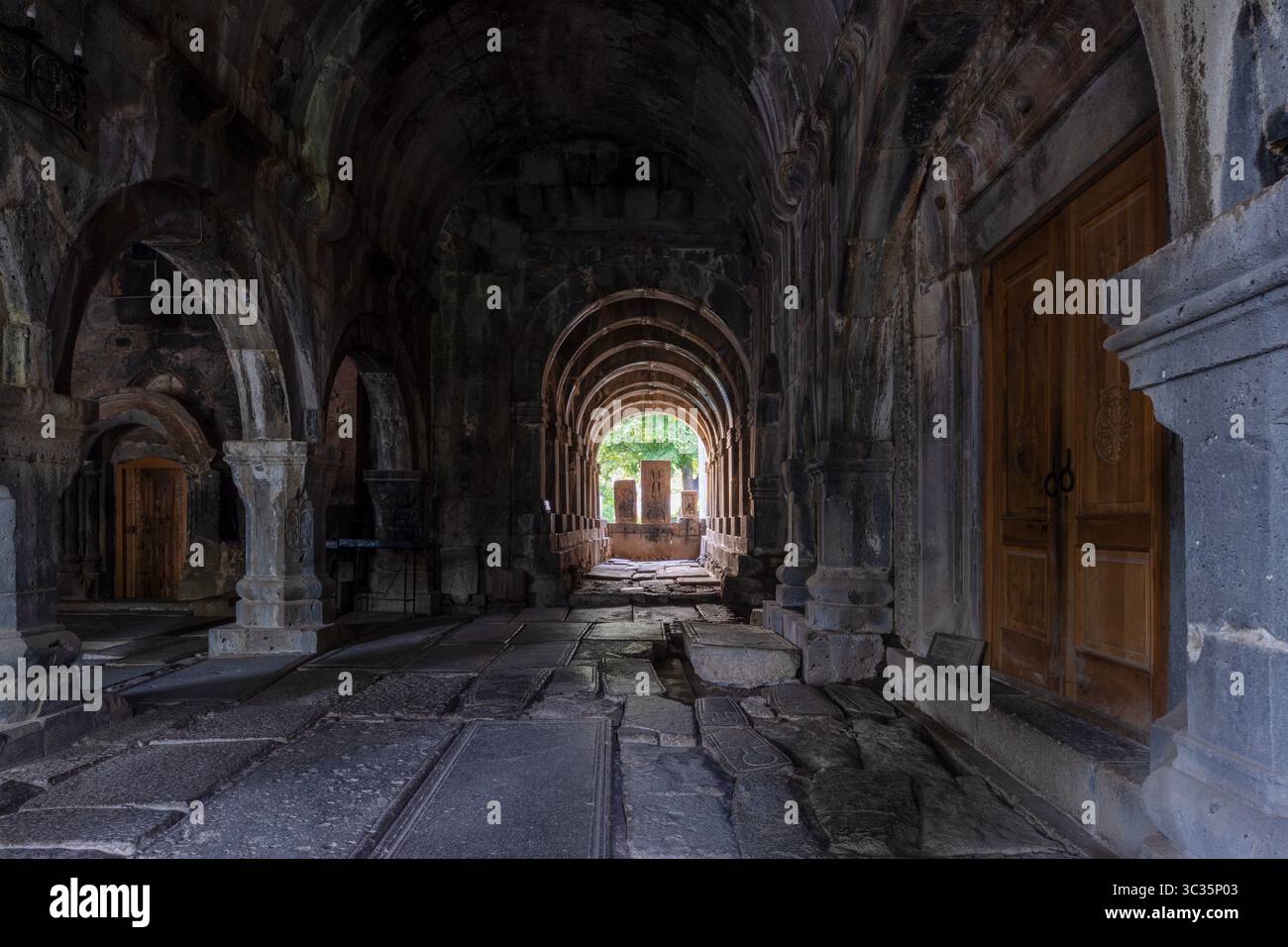 Sanahin Monastery, a 10th-century UNESCO World Heritage Site in the Lori Province, showcases exceptional Armenian religious architecture and artistry. Stock Photo