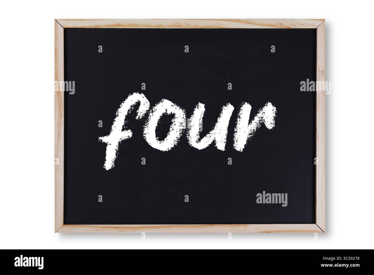 four word in chalk on chalkboard Stock Photo