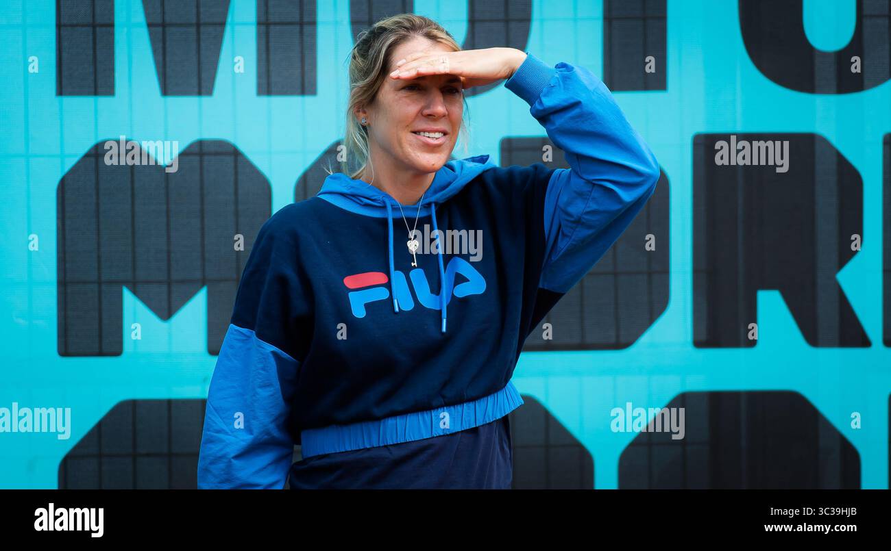 April 28, 2021, MADRID, MADRID, SPAIN: Olga Savchuk of Ukraine during practice with Karolina Pliskova ahead of the 2021 Mutua Madrid Open WTA 1000 tournament (Credit Image: © Rob Prange/AFP7 via ZUMA Wire) Stock Photo