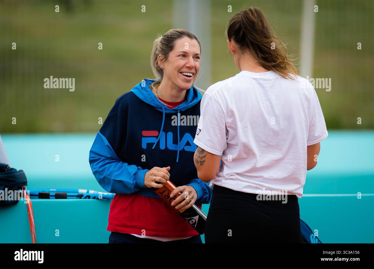 May 1, 2021, MADRID, MADRID, SPAIN: Olga Savchuk during practice with Karolina Pliskova at the 2021 Mutua Madrid Open WTA 1000 tournament (Credit Image: © Rob Prange/AFP7 via ZUMA Wire) Stock Photo