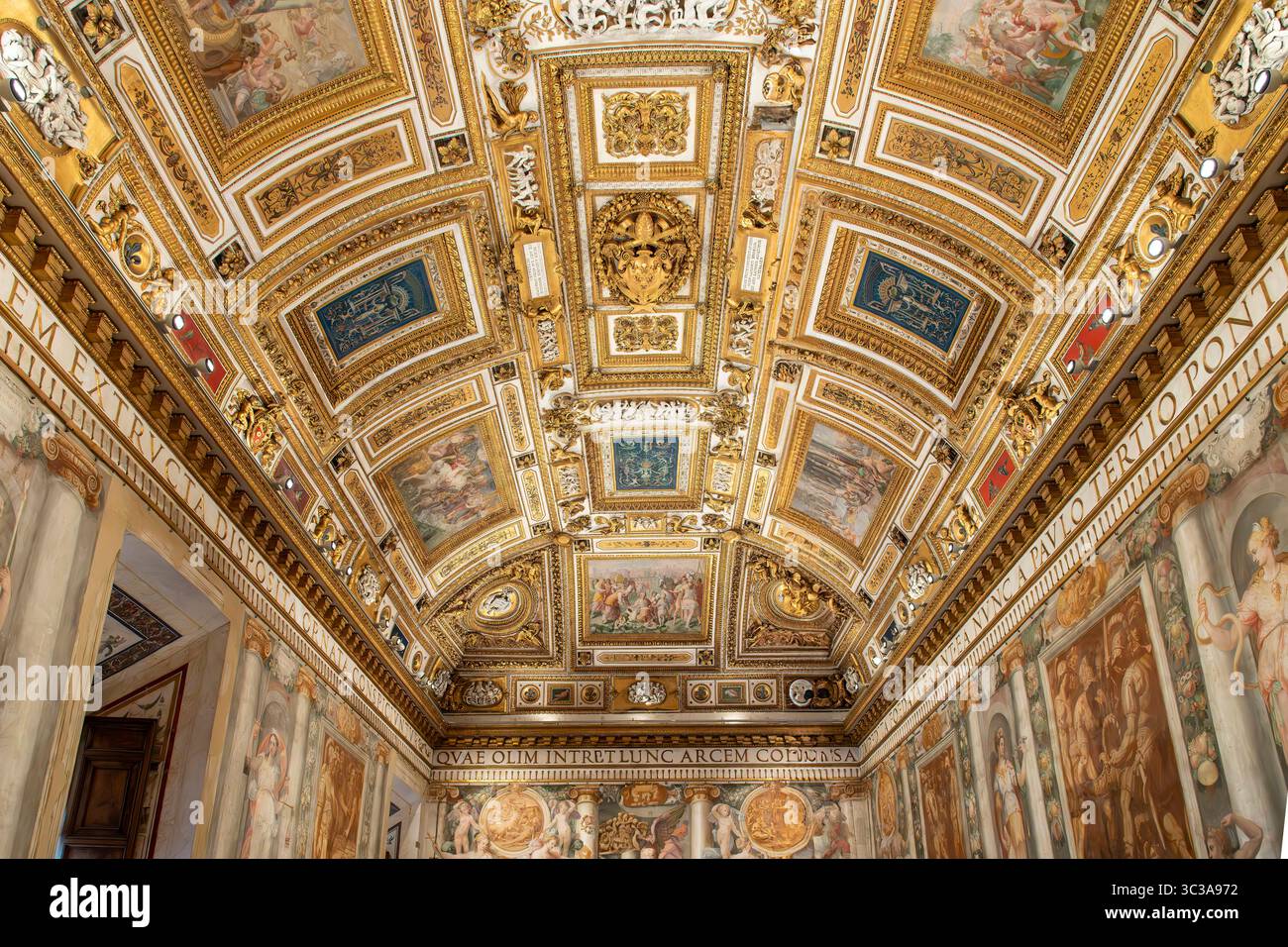 Rome, Italy-10 November 2024; Frescoes on the vauled ceiling in the ...