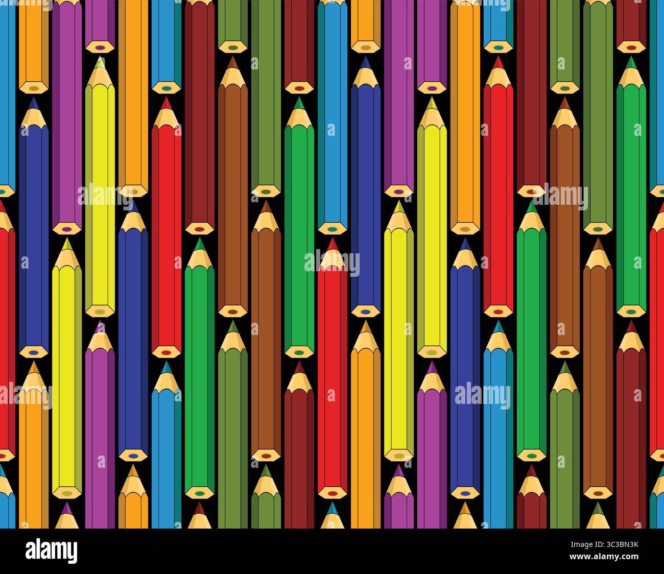 Seamless background with colored pencils. Stock Vector
