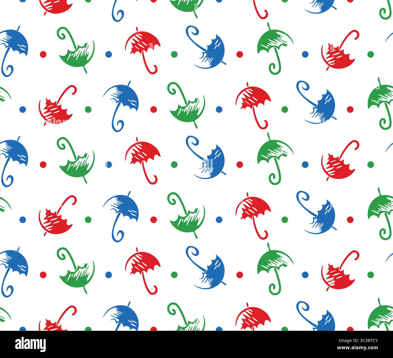 A seamless background with color umbrellas. Stock Vector
