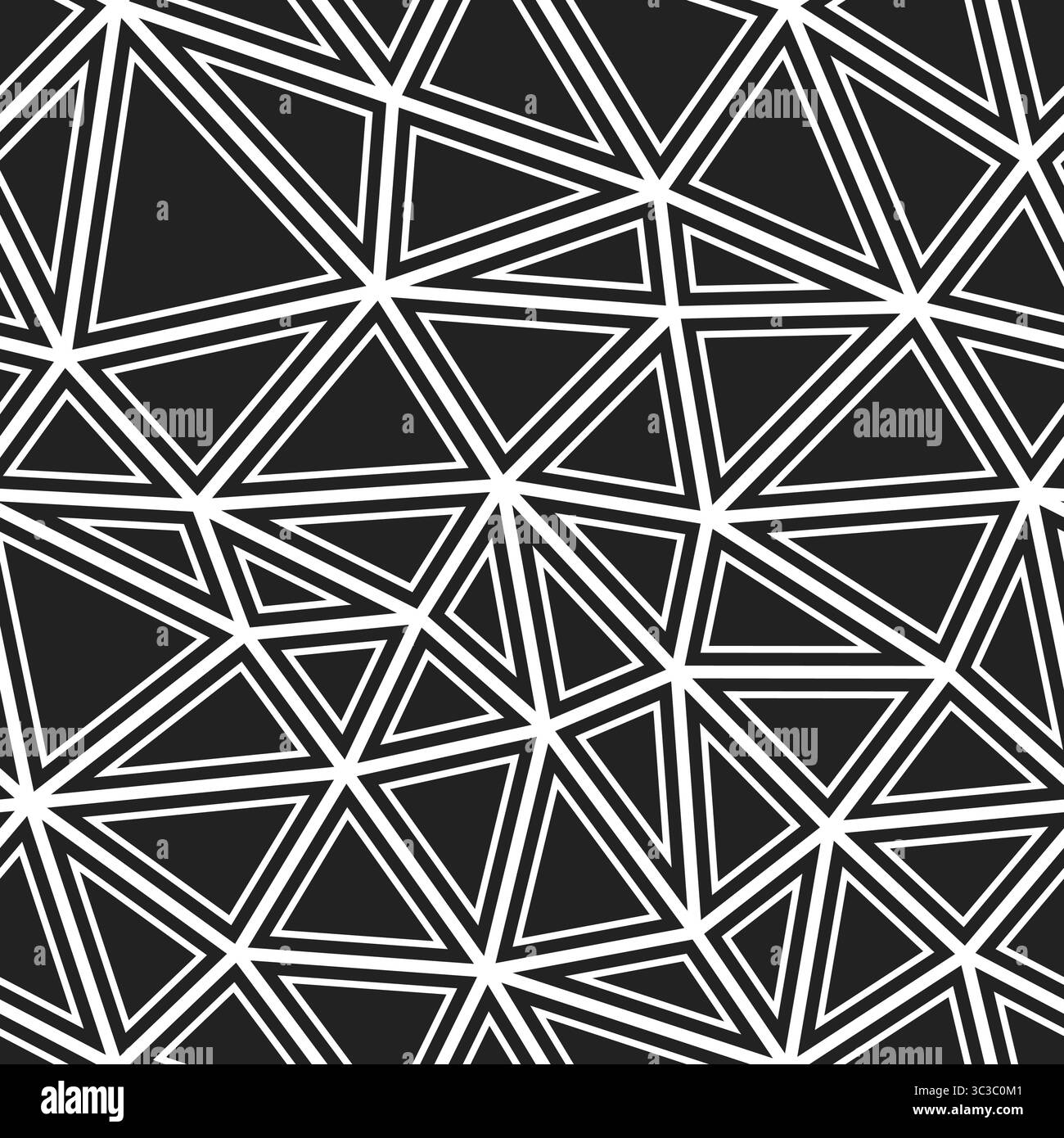 Triangles pattern geometric design. Large triangles size. Solid shapes in frames. Black and white style. Repeatable pattern. Vibrant vector tiles. Stock Vector