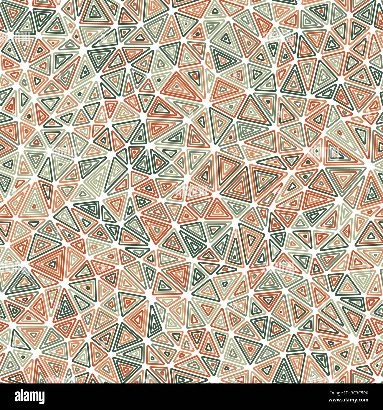 Triangles pattern. Multiple repeated inner triangles. Compact shape size. Multicolored style. Seamless pattern. Beautiful vector tiles. Stock Vector