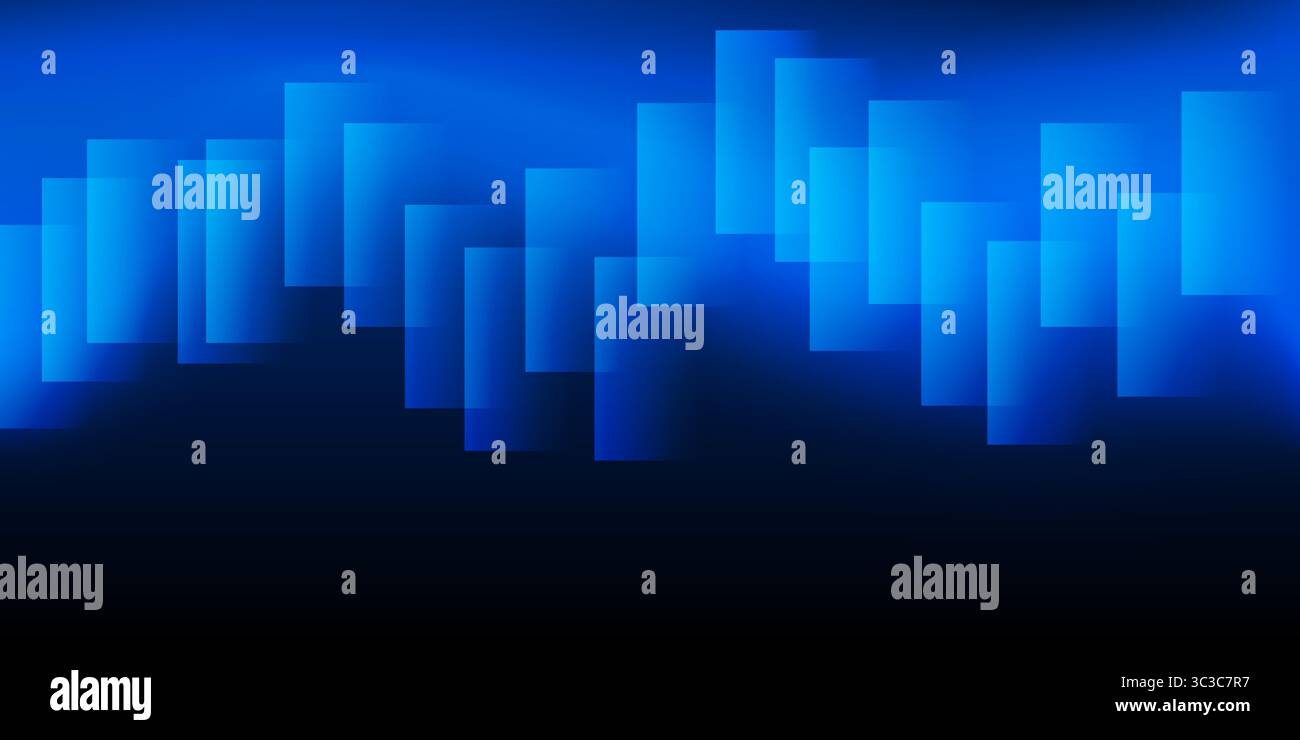 A modern abstract design featuring a smooth blue lit gradient background with overlapping transparent squares pattern. Harmonious colors, professional Stock Vector