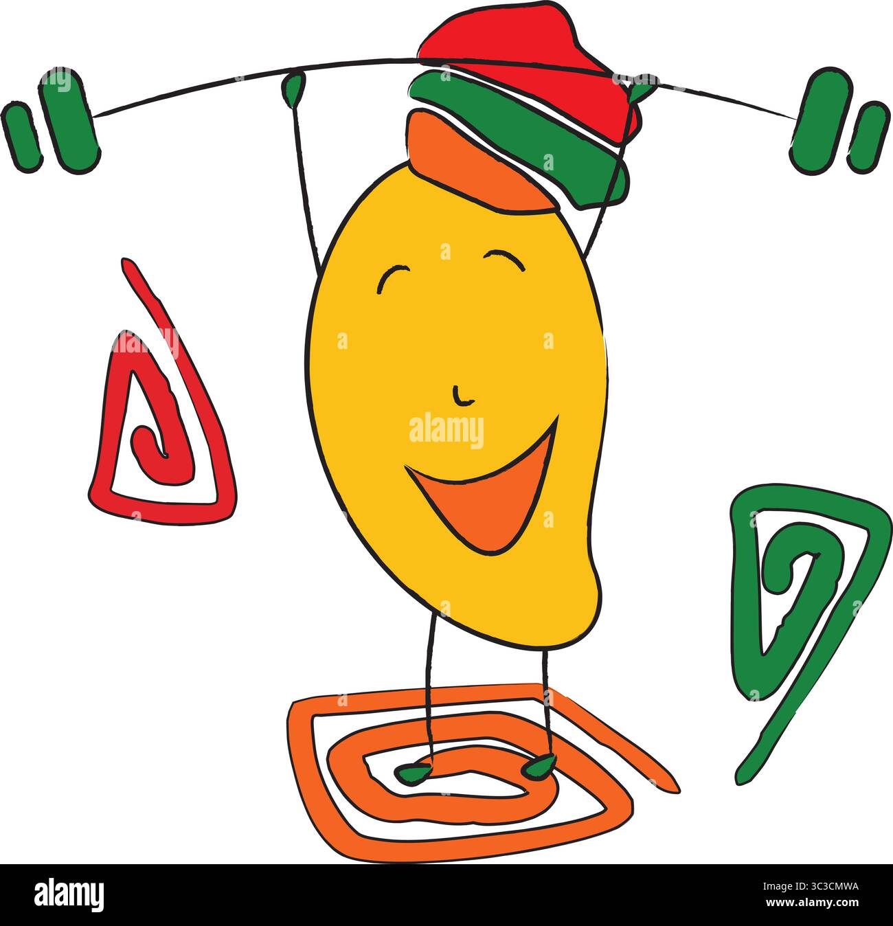 Fun Mango Playful mango character lifting weights, blending fitness with fun ...