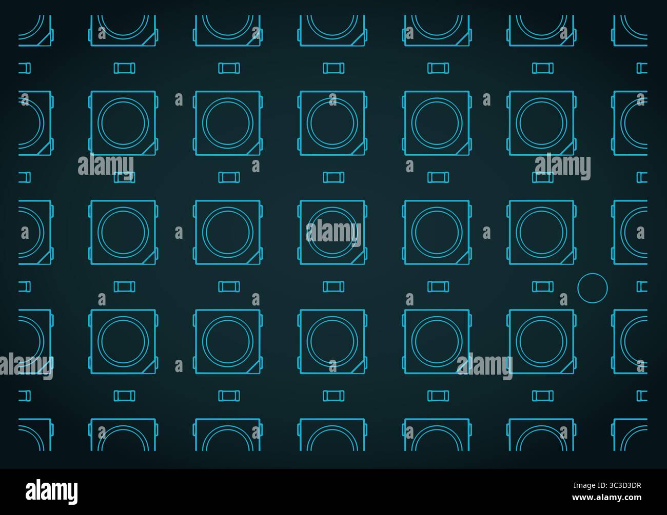 LED matrix RGB LED chips on a rigid PCB close up blueprint stylized ...