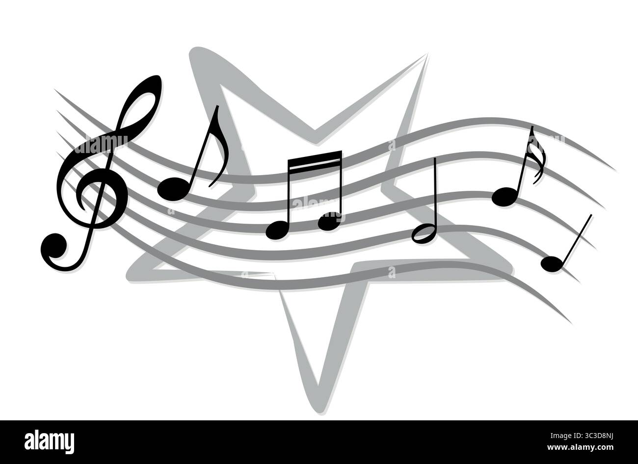 logo of music notes with star. Stock Vector