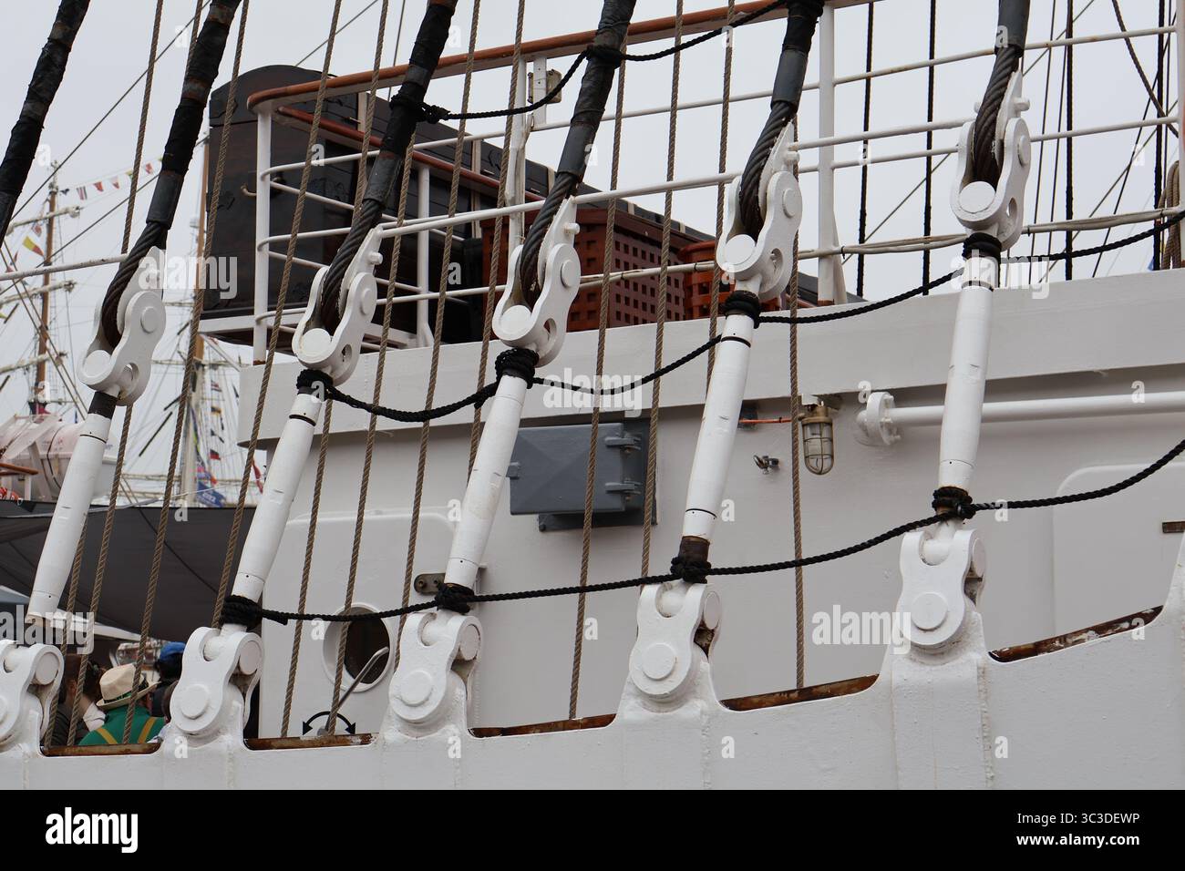 Complicated Rope Rigging Intricate Rigging and Ropes on a Tall Ship Close up photo Stock Photo ...