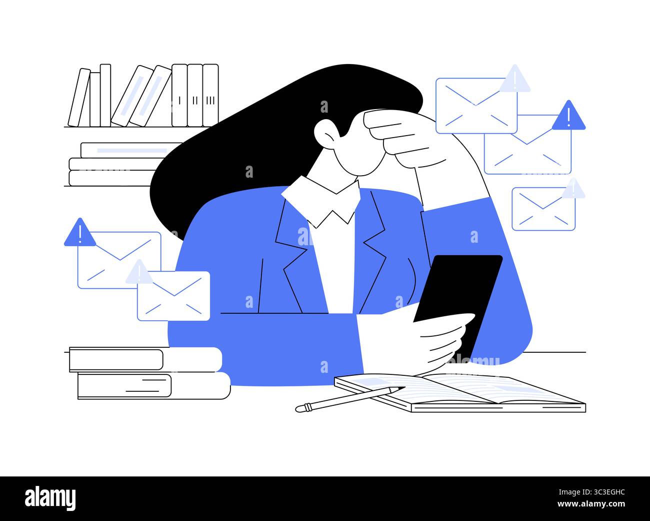 Smartphone overload isolated cartoon vector illustrations Stock Vector ...