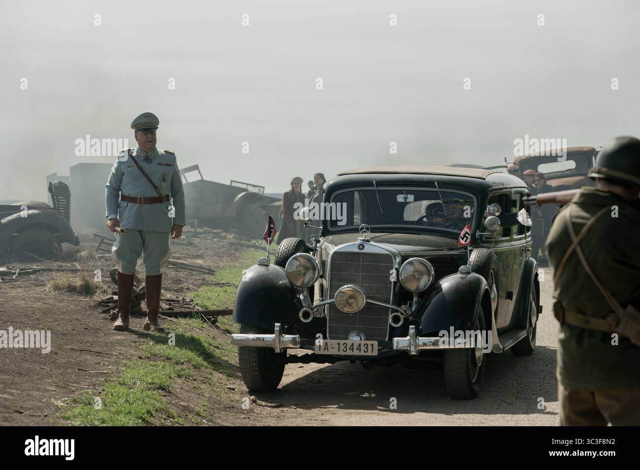 RELEASE DATE: November 7, 2025. TITLE: Nuremberg. STUDIO: Sony Pictures Classics. DIRECTOR: James Vanderbilt. PLOT: A WWII psychiatrist evaluates Nazi leaders before the Nuremberg trials, growing increasingly obsessed with understanding evil as he forms a disturbing bond with Hermann Goring. STARRING: RUSSELL CROWE as Hermann Goring. (Credit Image: © Sony Pictures Classics/Entertainment Pictures/ZUMAPRESS.com) EDITORIAL USAGE ONLY! Not for Commercial USAGE! Stock Photo