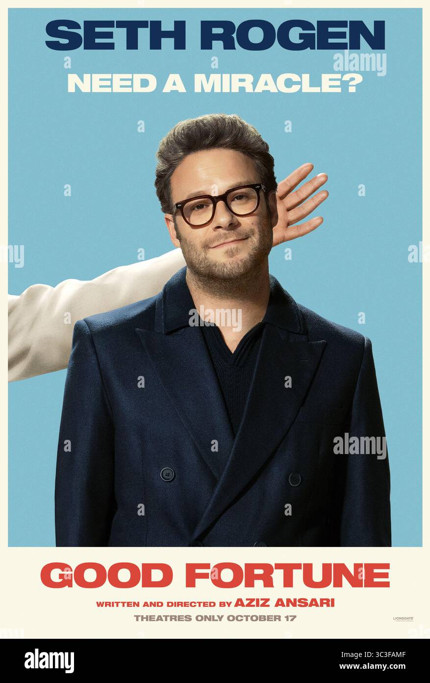 RELEASE DATE: October 17, 2025. TITLE: Good Fortune.STUDIO: Lionsgate. DIRECTOR: Aziz Ansari. PLOT: A well-meaning but rather inept angel named Gabriel meddles in the lives of a struggling gig worker and a wealthy venture capitalist. STARRING: Seth Rogen as Jeff. (Credit Image: © Lionsgate/Entertainment Pictures/ZUMAPRESS.com) EDITORIAL USAGE ONLY! Not for Commercial USAGE! Stock Photo