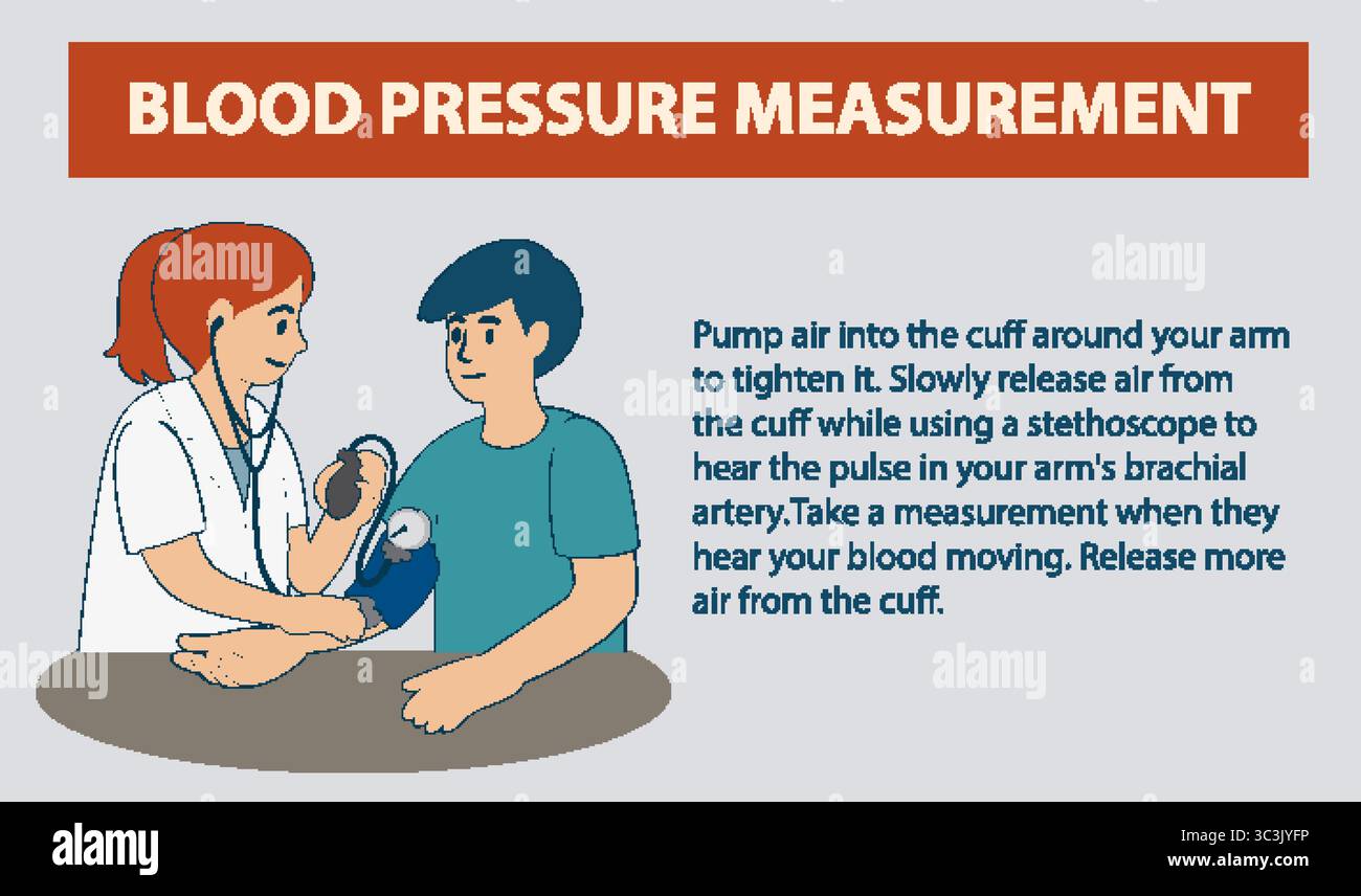 Vector illustration of a healthcare professional measuring blood ...