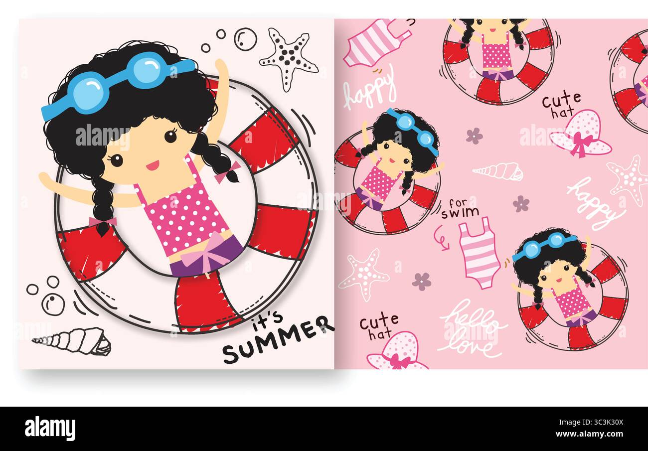 hello summer adorable vector set Stock Vector